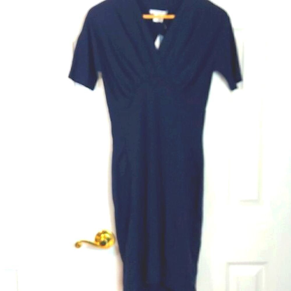 Carven Robe Short Sleeve Marine Dress Sz S NWT